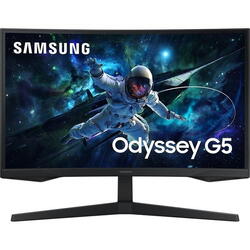 Monitor Gaming Curbat LED VA SAMSUNG Odyssey G5 LS27CG552EUXEN, 27", QHD, 165Hz, AMD FreeSync, Clasa F, Negru