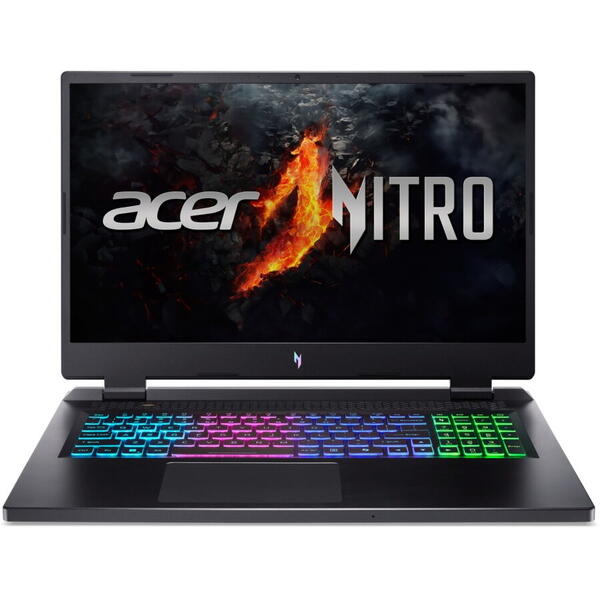 Laptop Gaming Acer Nitro 17 AN17, AMD Ryzen 9 8945HS, 17.3 inch QHD, 32GB RAM, 1TB SSD, nVidia RTX 4070 8GB, Free DOS, Negru