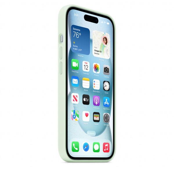 Husa telefon APPLE iPhone 15 Silicone Case cu MagSafe - Verde deschis