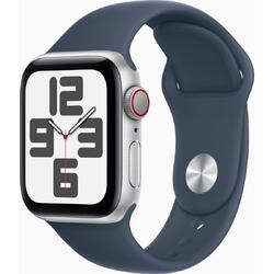 Smartwatch Apple Watch SE (2023) Cellular, GPS, Retina LTPO OLED Capacitive touchscreen 1.57", Bluetooth, Wi-Fi, Bratara Silicon M/L, Carcasa Aluminiu 40mm, Rezistent la apa, Albastru