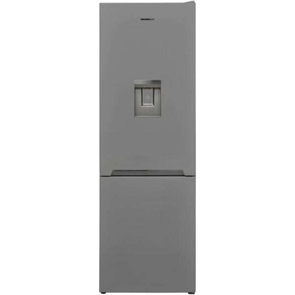 Combina frigorifica Heinner HC-V2701SWDE++, 268 l, Less Frost, Clasa E, Dozator apa, Control mecanic, Iluminat LED, H 170 cm, Argintiu