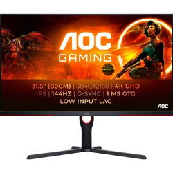 Monitor Gaming IPS LED AOC 31.5" U32G3X/BK, UHD (3840 x 2160), HDMI, DisplayPort, 144 Hz, 1 ms, Negru