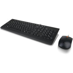 Kit tastatura si mouse Lenovo 300, Cu fir, Layout US, 1600 dpi, Negru