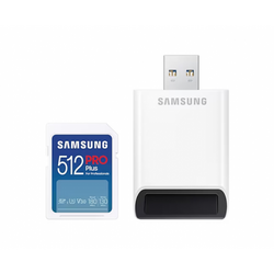 Card de memorie SDXC Samsung PRO Plus MB-SD512SB/WW 512GB, Clasa 10, UHS-I U3, V30 + Adaptor USB